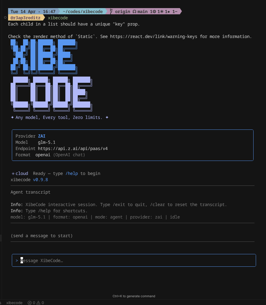 XibeCode terminal UI